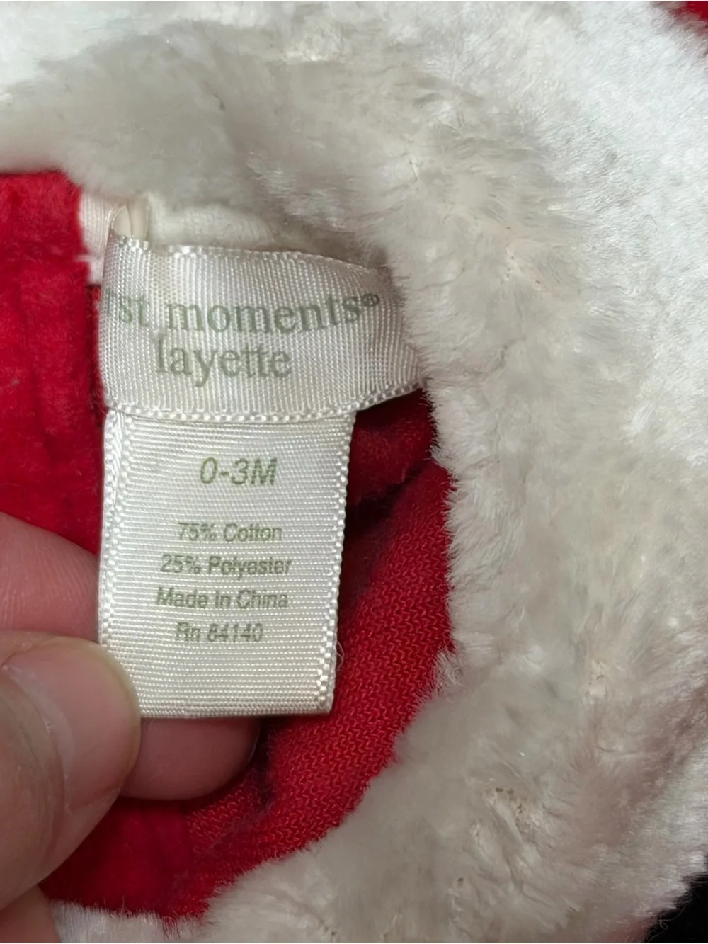 First Moments Layette Baby 0-3M Santa Red Velour Christmas 2 Piece Footed Set